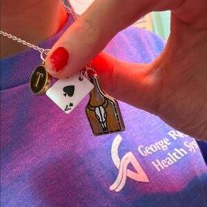 Playing Card and Bottle Charm Necklace